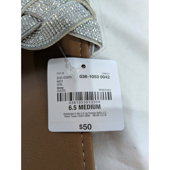 Mixit Rhinestone Braided Slide Sandals Women's Size 6.5 M Sparkly Slip On Shoes - Picture 5 of 7